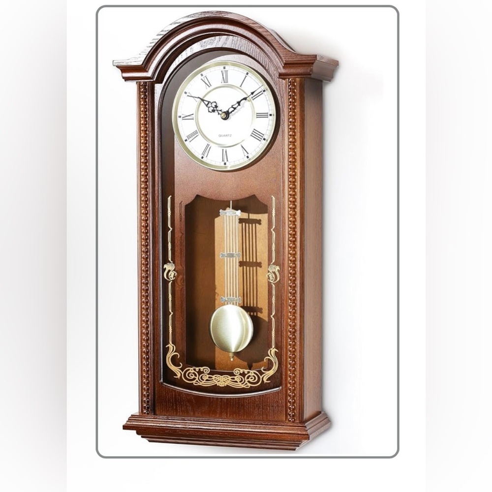 AYRELY®26” Grandfather Vintage Wall Clock with Pendulum and Chime, Elmwood Frame